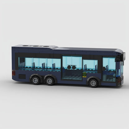 6x2 Dark Blue City Public Transit Bus MOC Building Kit - 1