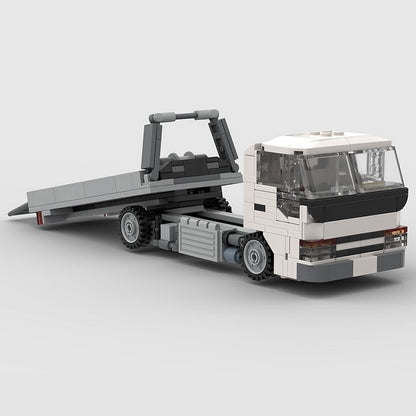 8-Wide Flatbed Car Carrier Truck MOC Building Kit | Tilt Bed Loader - 4