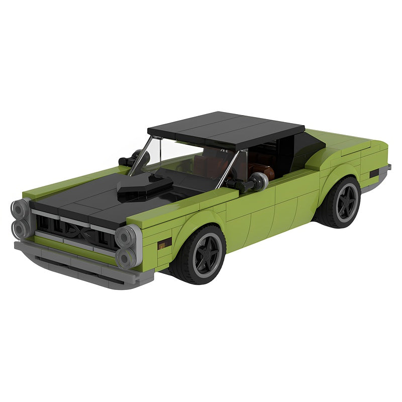 8-Wide Lime Classic American Muscle Car MOC Building Kit - 1