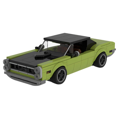 8-Wide Lime Classic American Muscle Car MOC Building Kit - 1