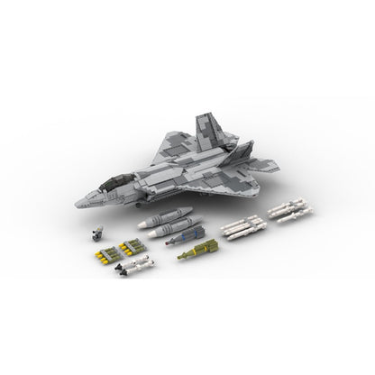 Advanced Twin-Tail F-22 Stealth Fighter Jet MOC Building Kit - 3