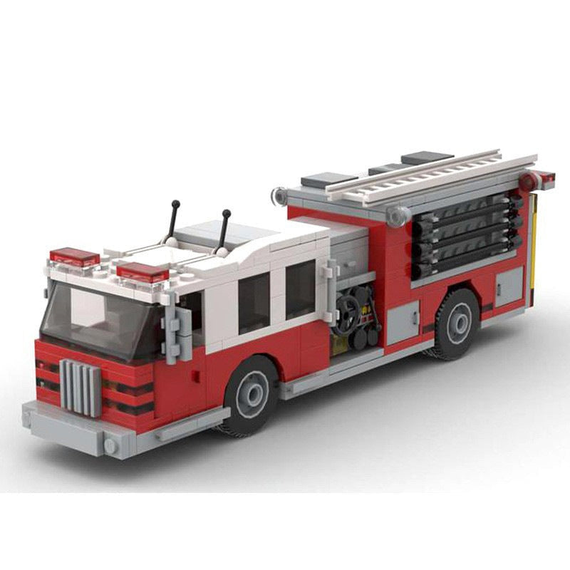 American Fire Truck MOC Building Kit | Emergency Vehicle Model - 5
