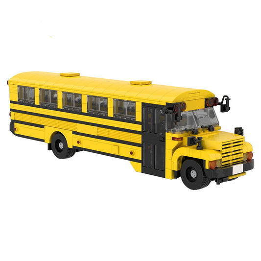 American Style School Bus Building Kit | LEGO-Compatible MOC - 1