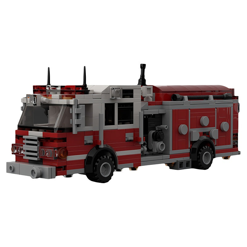 American Top Mount Pumper Fire Engine MOC Building Kit - 2