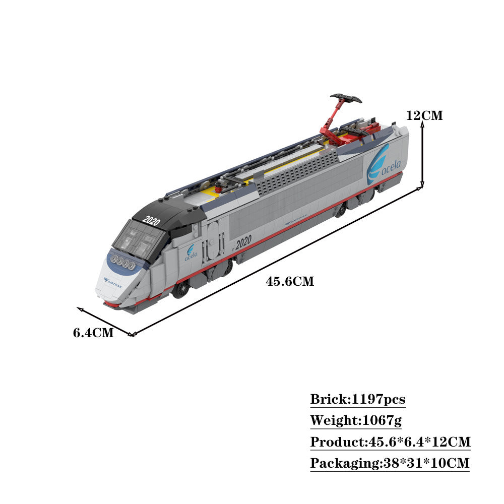 Amtrak Acela Power Unit Building Kit | Compatible MOC - 2
