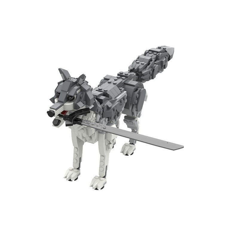 Ancient Guardian Wolf MOC Fantasy Beast Building Kit With Sword - 1