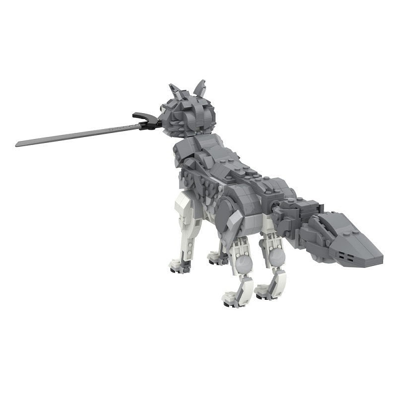 Ancient Guardian Wolf MOC Fantasy Beast Building Kit With Sword - 3