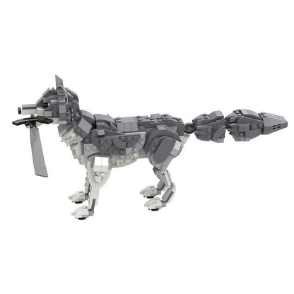 Ancient Guardian Wolf MOC Fantasy Beast Building Kit With Sword - 4