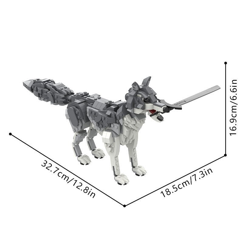 Ancient Guardian Wolf MOC Fantasy Beast Building Kit With Sword - 5