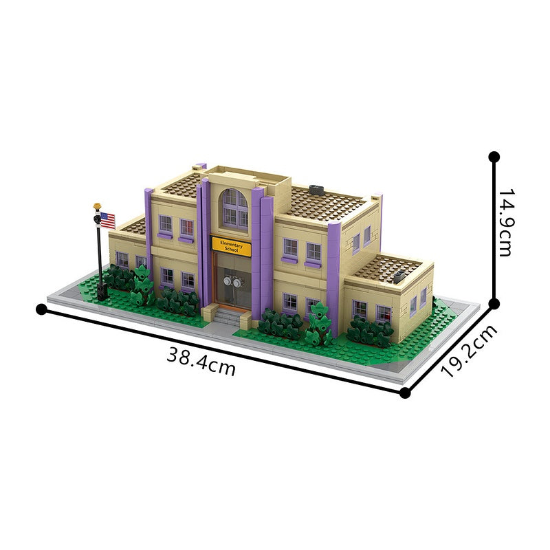 Animated Cartoon Town Elementary School Modular Building Kit | Compatible MOC - 1