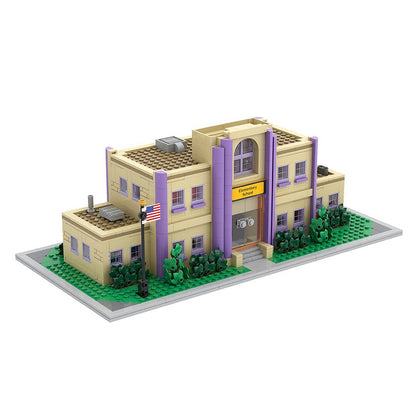 Animated Cartoon Town Elementary School Modular Building Kit | Compatible MOC - 3