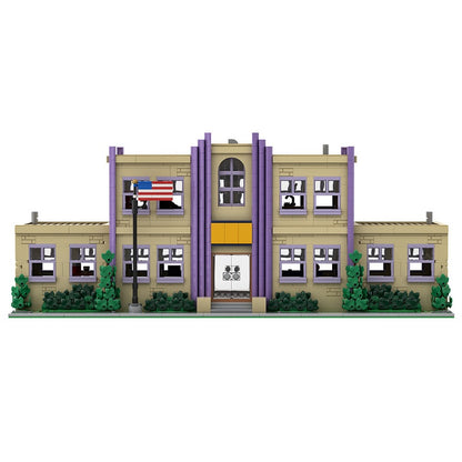 Animated Cartoon Town Elementary School Modular Building Kit | Compatible MOC - 3