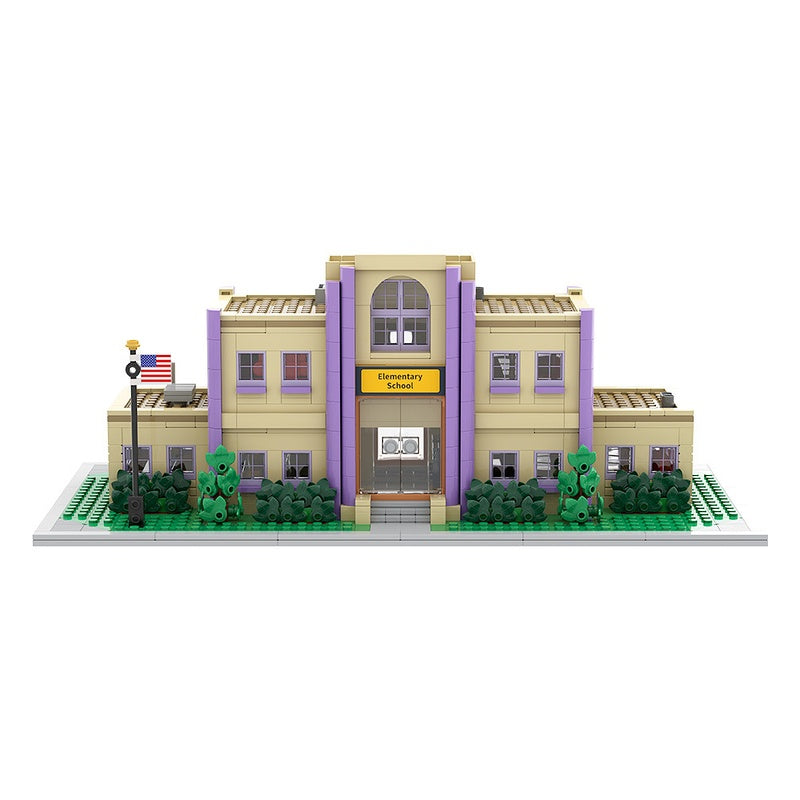 Animated Cartoon Town Elementary School Modular Building Kit | Compatible MOC - 5