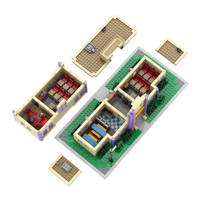 Animated Cartoon Town Elementary School Modular Building Kit | Compatible MOC - 6
