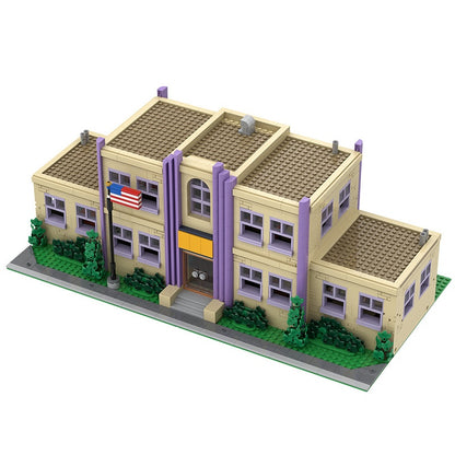 Animated Cartoon Town Elementary School Modular Building Kit | Compatible MOC - 4