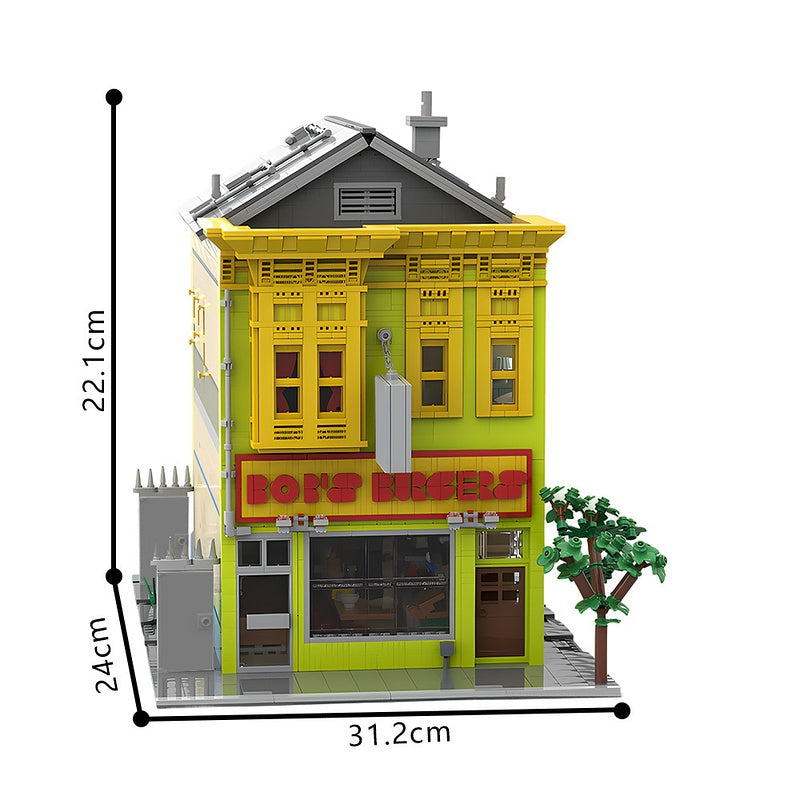 Animated Family Burger Restaurant Modular Building Kit | LEGO-Compatible MOC - 4