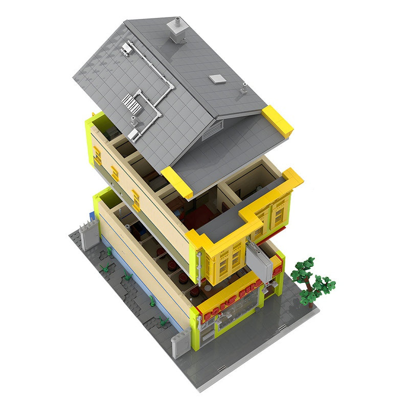 Animated Family Burger Restaurant Modular Building Kit | LEGO-Compatible MOC - 5