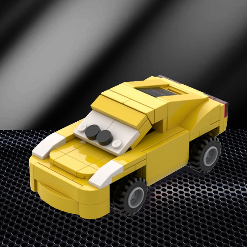 Animated Yellow Race Car Building Kit | 6-Stud Wide | LEGO-Compatible MOC - 2