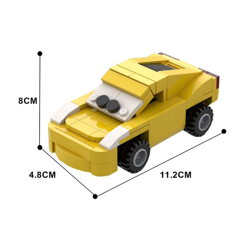 Animated Yellow Race Car Building Kit | 6-Stud Wide | LEGO-Compatible MOC - 4