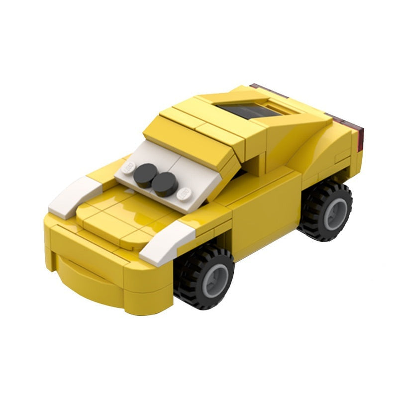 Animated Yellow Race Car MOC Building Kit | 6-Wide Sports Vehicle Model - 1