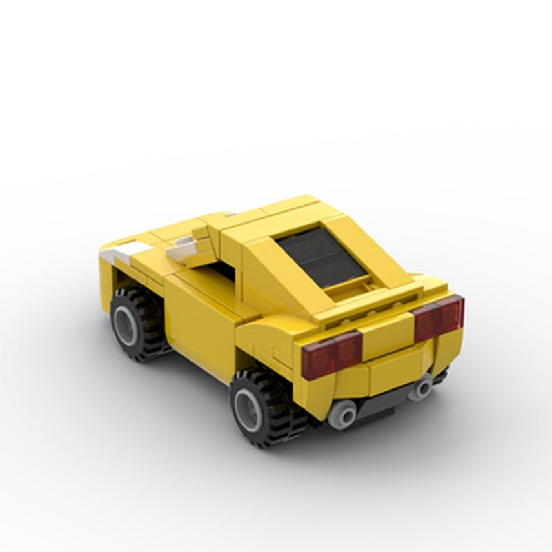 Animated Yellow Race Car MOC Building Kit | 6-Wide Sports Vehicle Model - 2