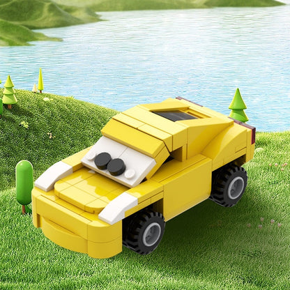 Animated Yellow Race Car MOC Building Kit | 6-Wide Sports Vehicle Model - 3