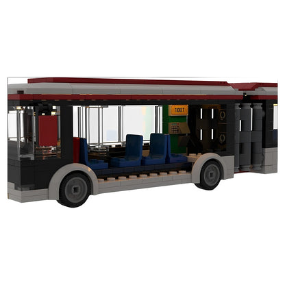 Articulated City Transit Bus MOC White Red Vehicle Building Kit - 3