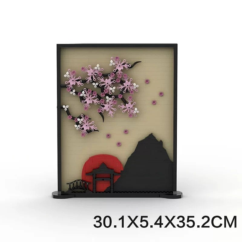 Asian Landscape Silhouette 3D Art Frame Building Kit | LEGO-Compatible MOC - 2