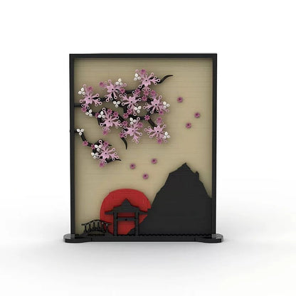Asian Landscape Silhouette 3D Art Frame Building Kit | LEGO-Compatible MOC - 4