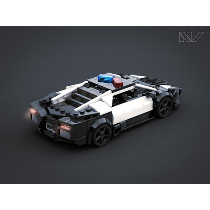 Black & White Police Wedge Supercar MOC Building Kit - 2