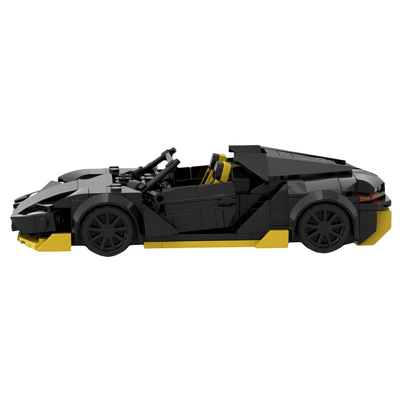 Black & Yellow Open-Top Supercar MOC Building Kit - 2