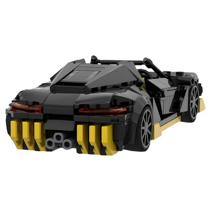 Black & Yellow Open-Top Supercar MOC Building Kit - 3