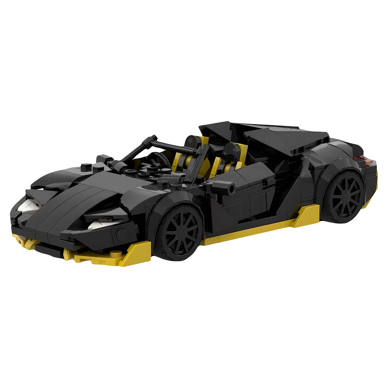 Black & Yellow Open-Top Supercar MOC Building Kit - 4