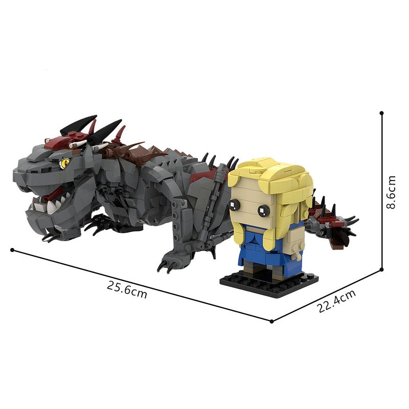 Blonde Fantasy Rider & Dark Dragon MOC Building Kit - 5
