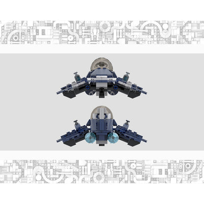 Blue & White Light Interceptor Starfighter MOC Building Kit - 4