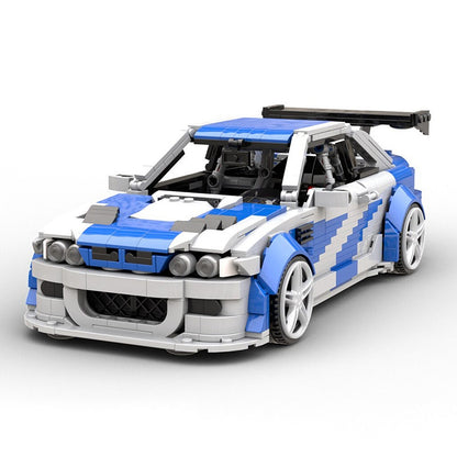 Blue & White M3 GTR Widebody Touring Race Car MOC Building Kit - 1