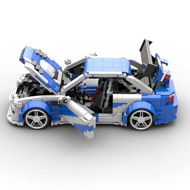 Blue & White M3 GTR Widebody Touring Race Car MOC Building Kit - 2