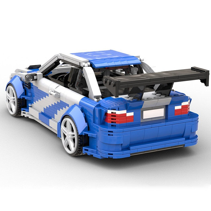 Blue & White M3 GTR Widebody Touring Race Car MOC Building Kit - 3