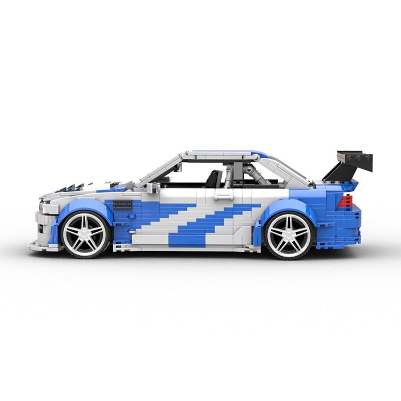Blue & White M3 GTR Widebody Touring Race Car MOC Building Kit - 4