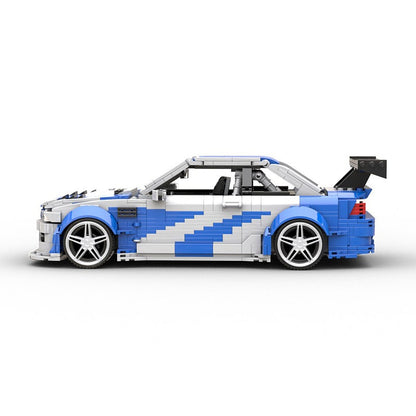 Blue & White M3 GTR Widebody Touring Race Car MOC Building Kit - 4