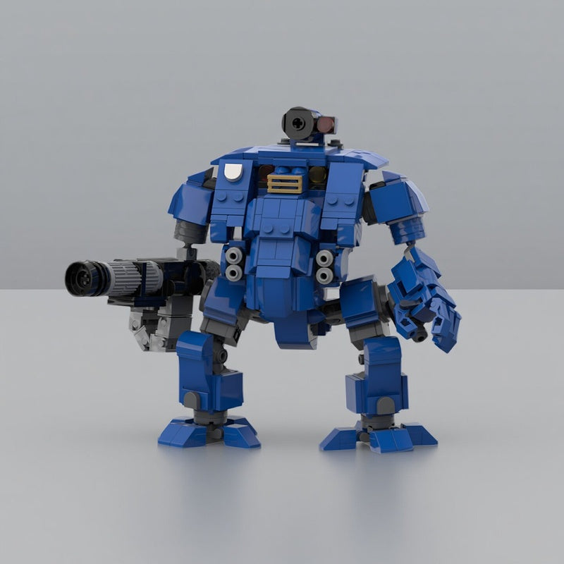 Blue Armored Gatling Assault Mech MOC Building Kit - 1