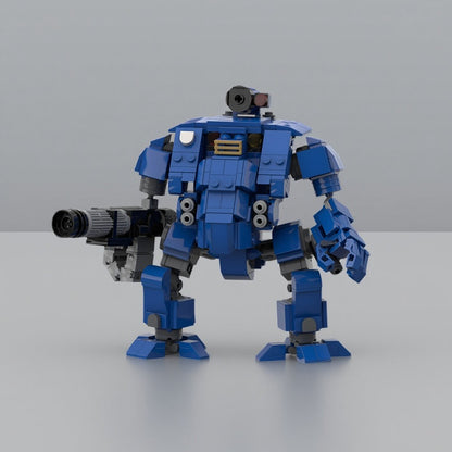 Blue Armored Gatling Assault Mech MOC Building Kit - 1