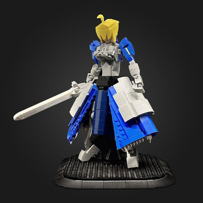 Blue Armored Sword Knight Figure MOC Building Kit - 4