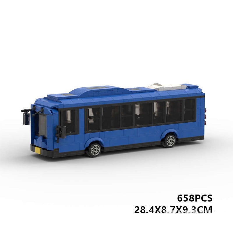 Blue Bus MOC Building Kit | Realistic City Vehicle Model - 5