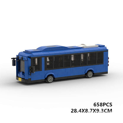 Blue Bus MOC Building Kit | Realistic City Vehicle Model - 5