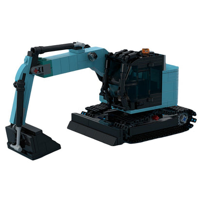 Blue Compact Tracked Excavator MOC Building Kit - 1
