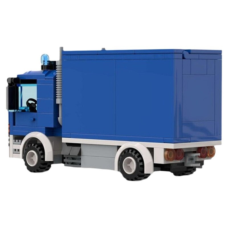 Blue Emergency Support Cargo Truck with Tarpaulin MOC Building Kit - 2