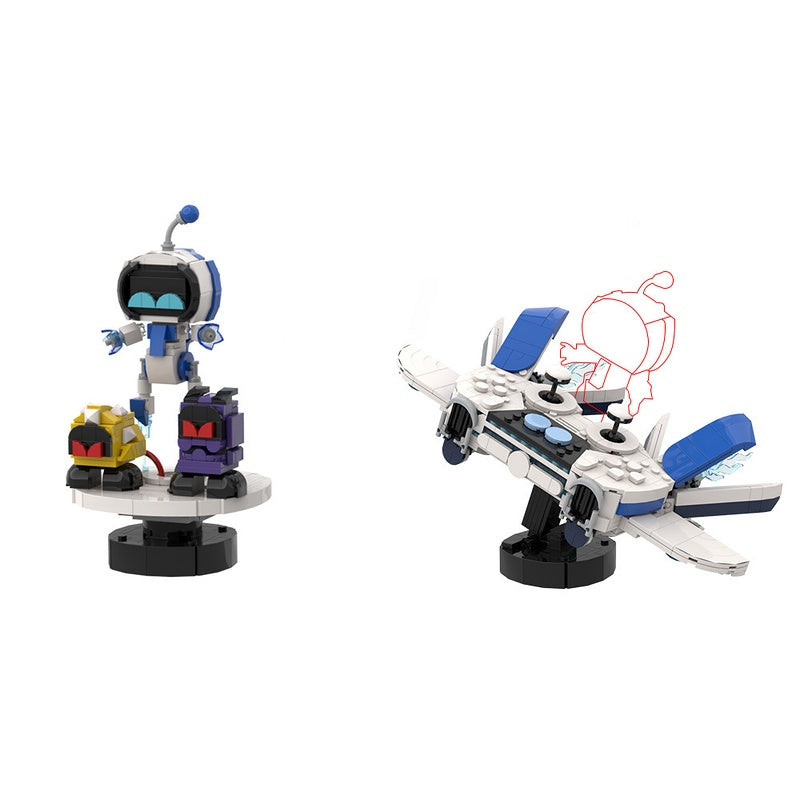 Blue-Eyed Antenna Robot MOC Building Kit | Mini Bot Display - 8
