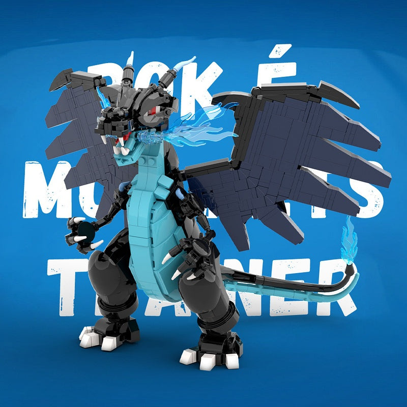 Blue Flame Dark Wing Dragon MOC Building Kit - 2