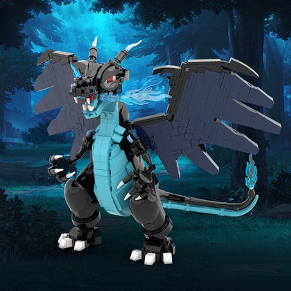 Blue Flame Dark Wing Dragon MOC Building Kit - 3